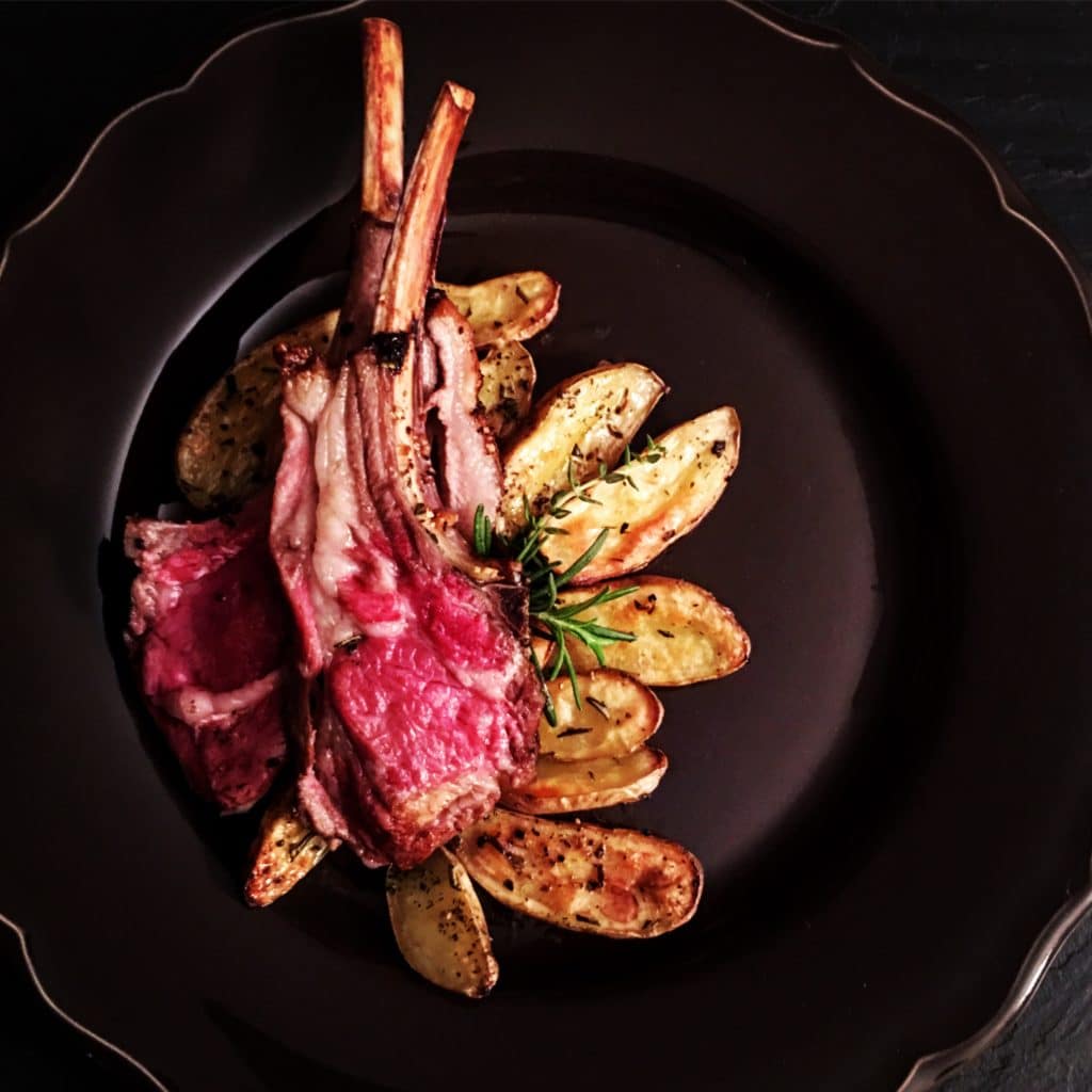 Herb Roasted Rack of Lamb with Fingerling Potatoes and Léoville Las Cases