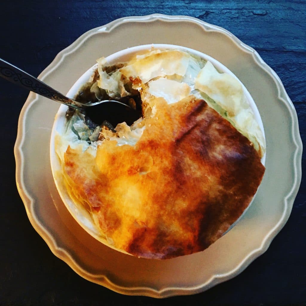 Scottish Beef Stew Topped with a Phyllo Dough Crust